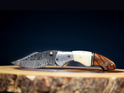 The Camelbone of Thar: Damascus Steel EDC Pocket Folding Knife By SacredBlade