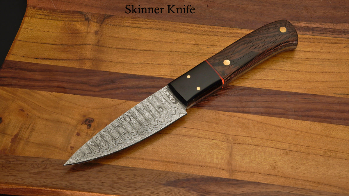 Wangi Wood - Handmade Damascus Steel Chef Knife Set With Leather Roll Kit