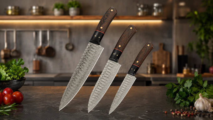 BULLHORN 3pc. Chef Set | Damascus Steel